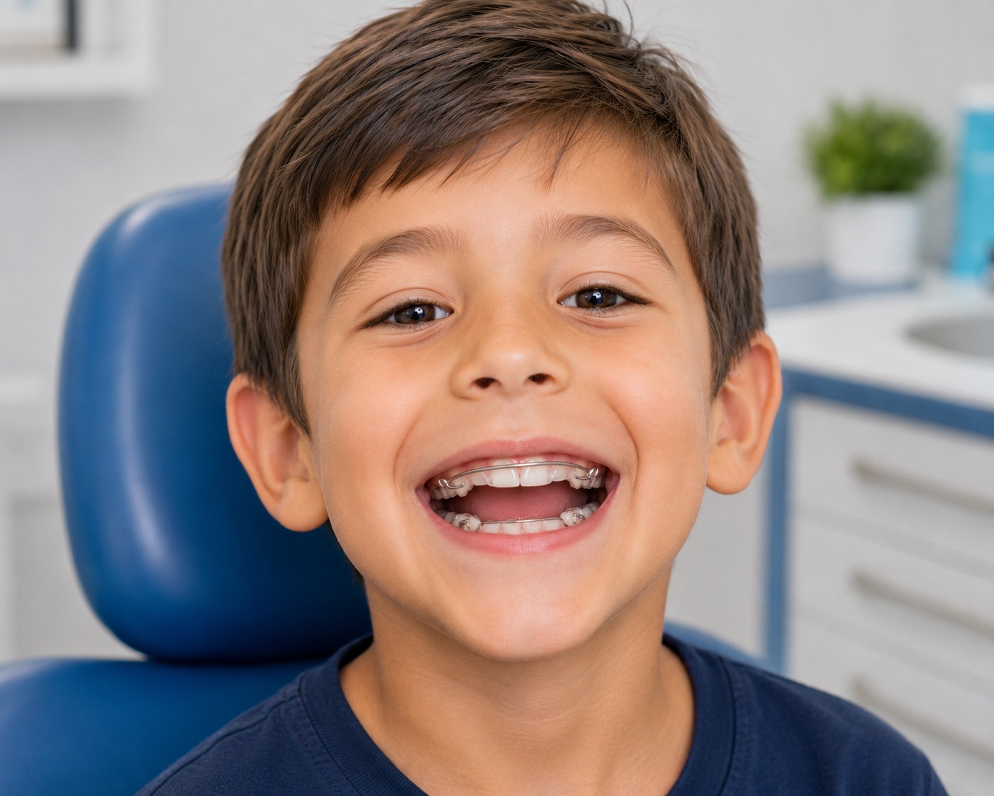 Niño sonriendo, tratamiento de ortopedia funcional
